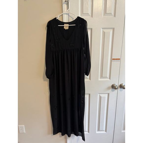 Chaser beaded star black maxi dress sz M - Picture 2 of 16